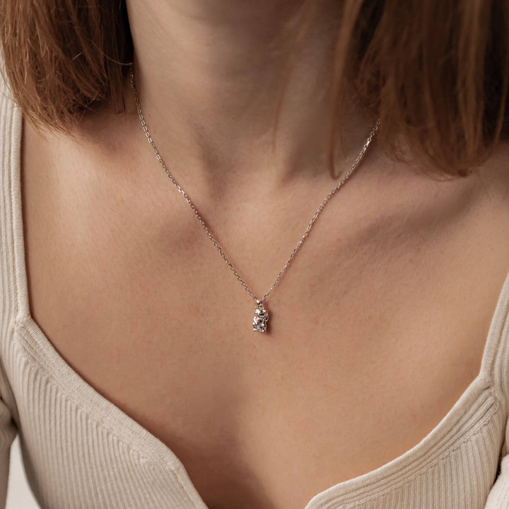 Collar Colgante Gato Afortunado Plata de Ley 925