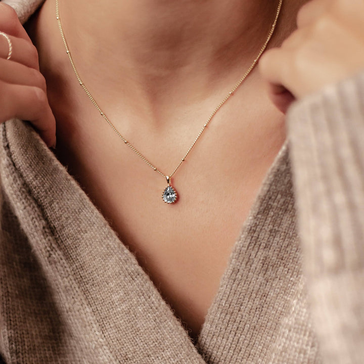 Collier Pierre de Naissance Mars Aigue-marine Argent Sterling