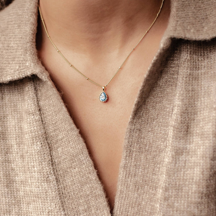 Collier Pierre de Naissance Mars Aigue-marine Argent Sterling