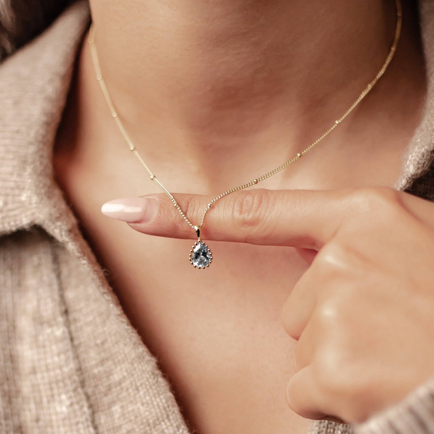 Collar Birthstone Marzo Aguamarina Plata de Ley 925