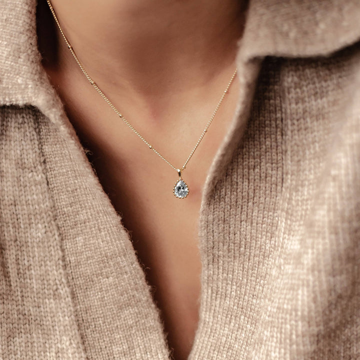 Collier Pierre de Naissance Mars Aigue-marine Argent Sterling