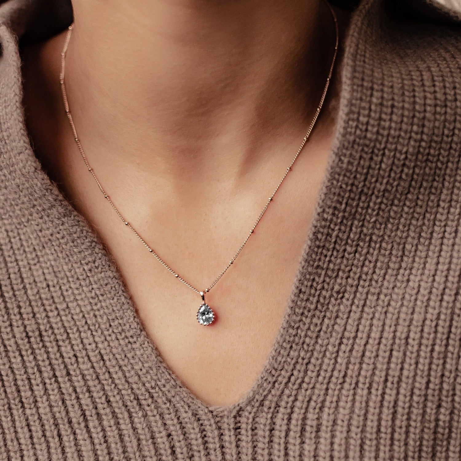 Collar Birthstone Marzo Aguamarina Plata de Ley 925