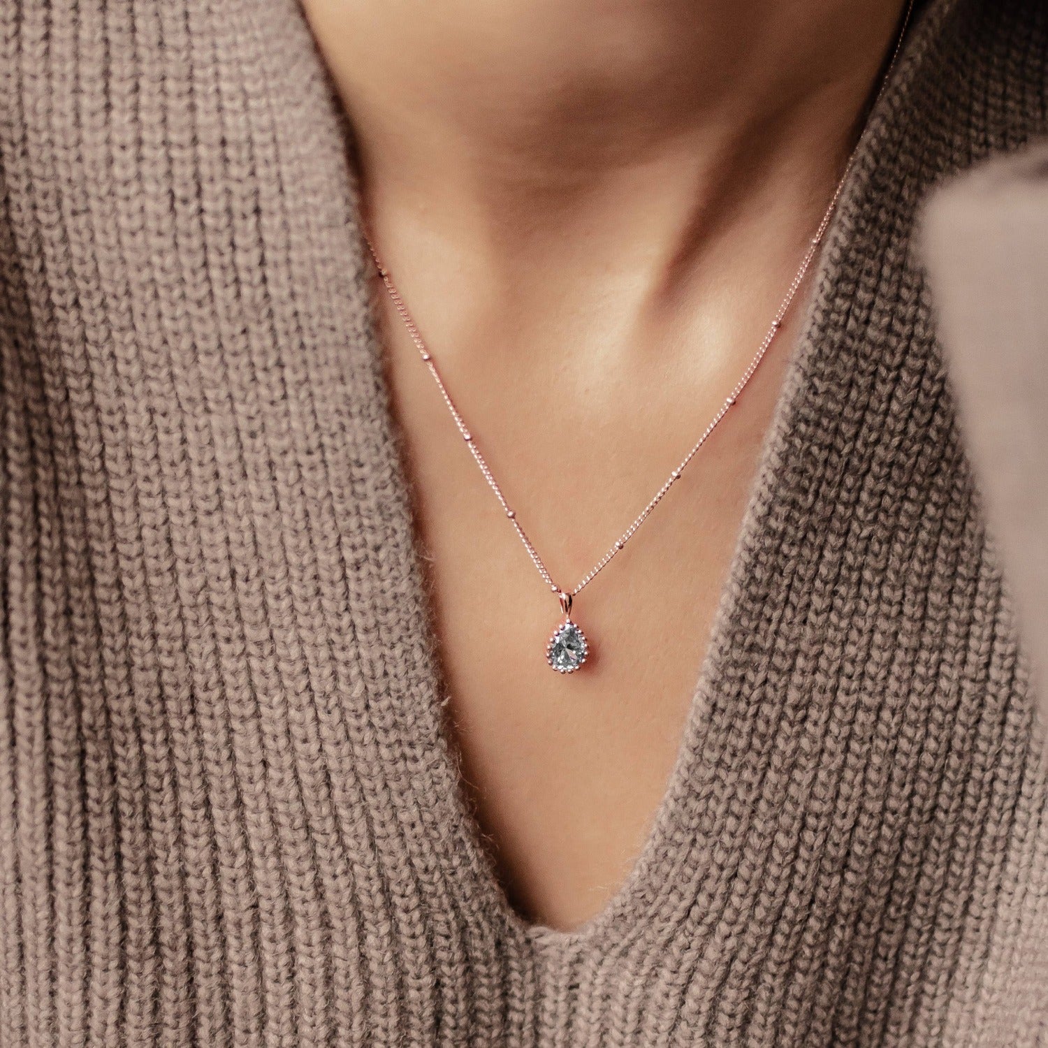 Collar Birthstone Marzo Aguamarina Plata de Ley 925