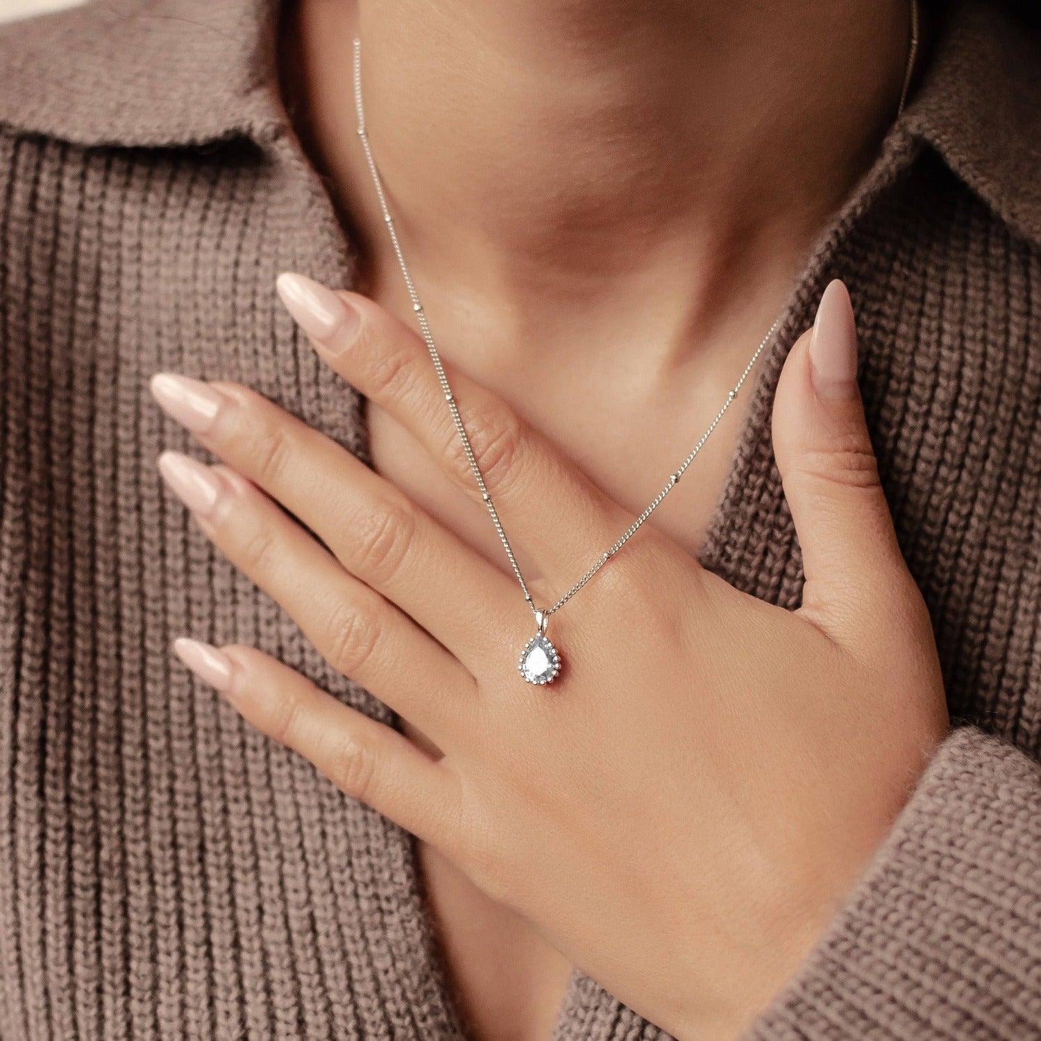 Collar Birthstone Marzo Aguamarina Plata de Ley 925