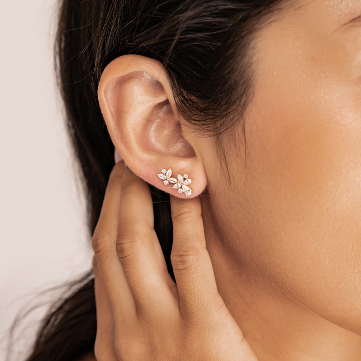 Pendientes Botón Flor de Marquesa Plata de Ley 925
