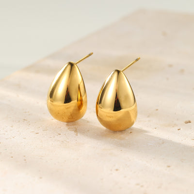 Boucles d'Oreilles Créoles Moyennes Dome Acier Inoxydable