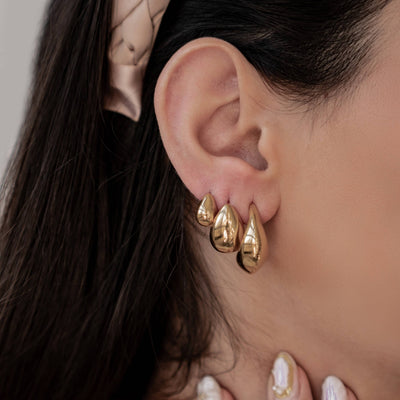 Boucles d'Oreilles Créoles Moyennes Dome Acier Inoxydable