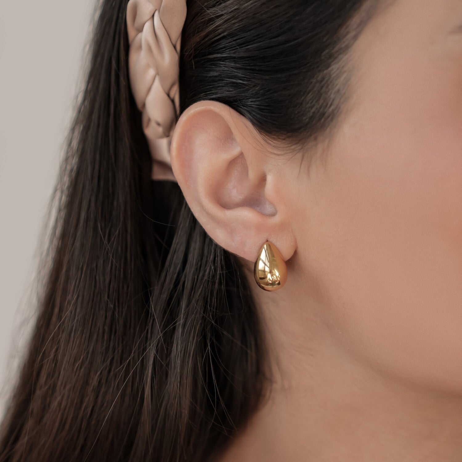 Medium Dome Hoop Earrings Stainless Steel