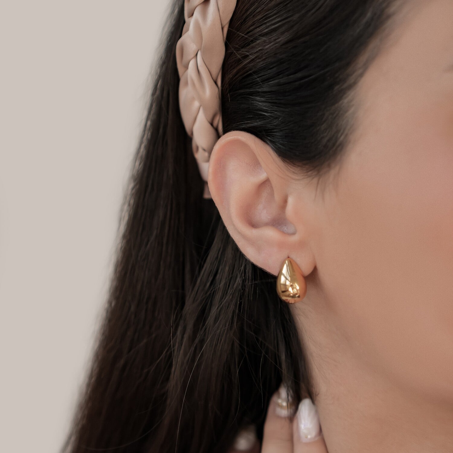 Medium Dome Hoop Earrings Stainless Steel