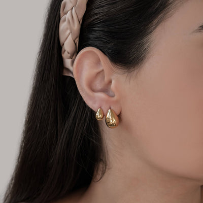 Boucles d'Oreilles Créoles Moyennes Dome Acier Inoxydable
