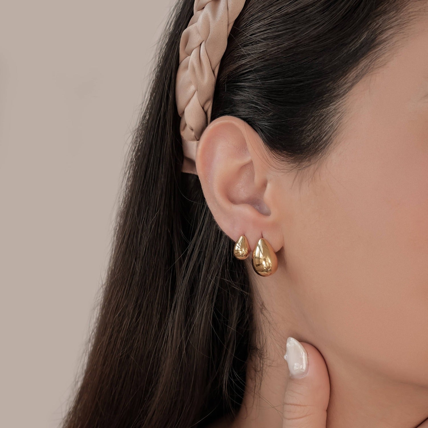 Medium Dome Hoop Earrings Stainless Steel