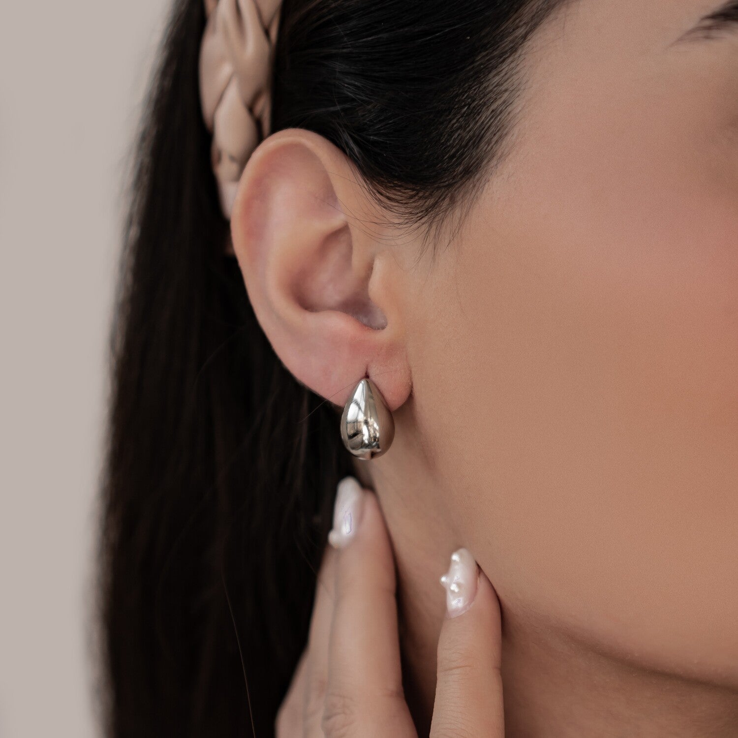 Medium Dome Hoop Earrings Stainless Steel