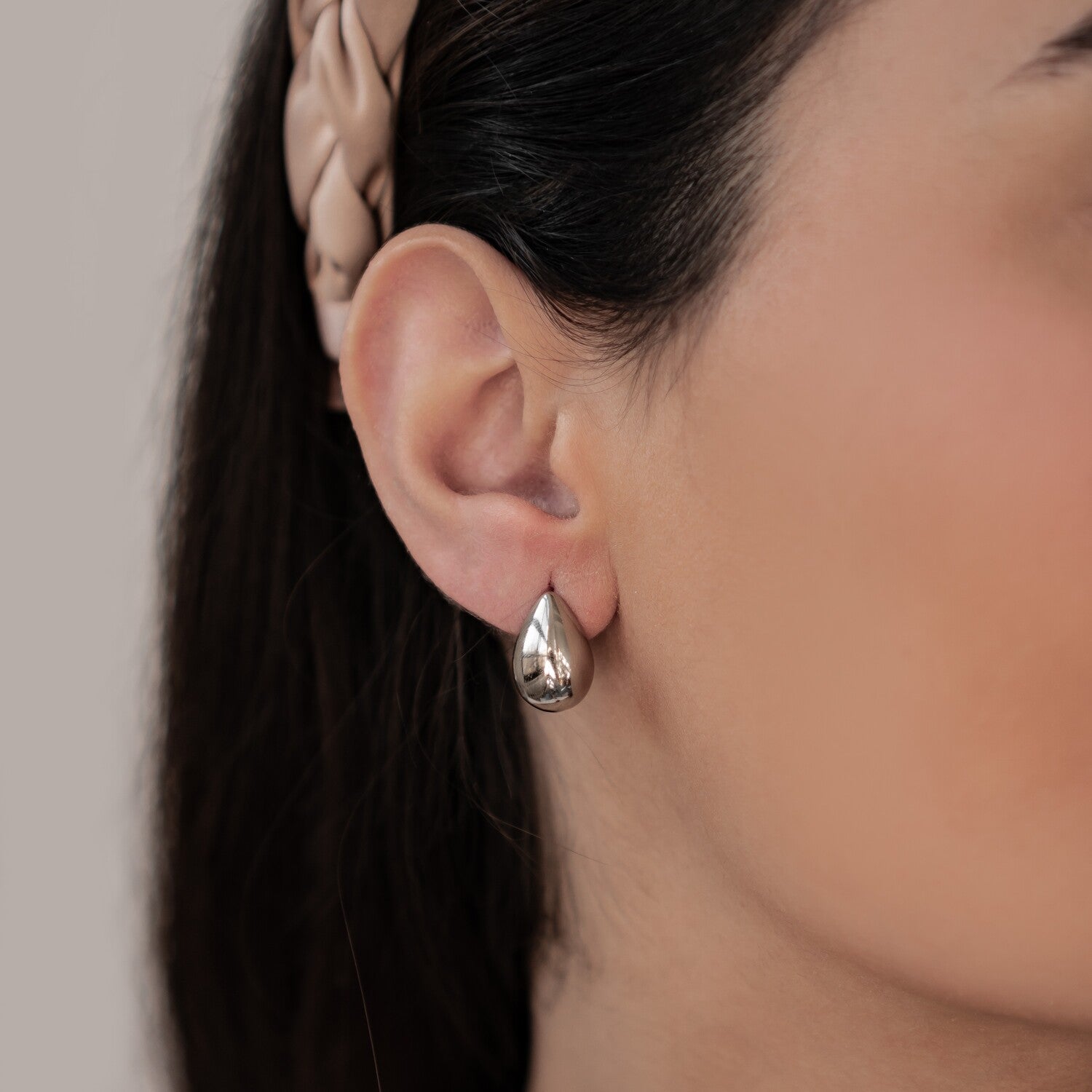 Medium Dome Hoop Earrings Stainless Steel