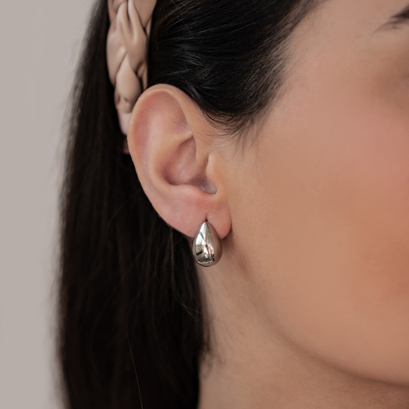 Boucles d'Oreilles Créoles Moyennes Dome Acier Inoxydable
