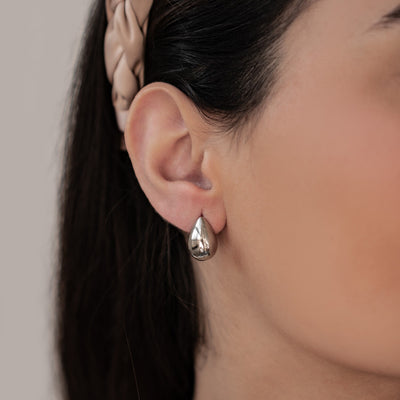 Boucles d'Oreilles Créoles Moyennes Dome Acier Inoxydable