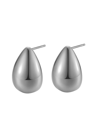 Boucles d'Oreilles Créoles Moyennes Dome Acier Inoxydable
