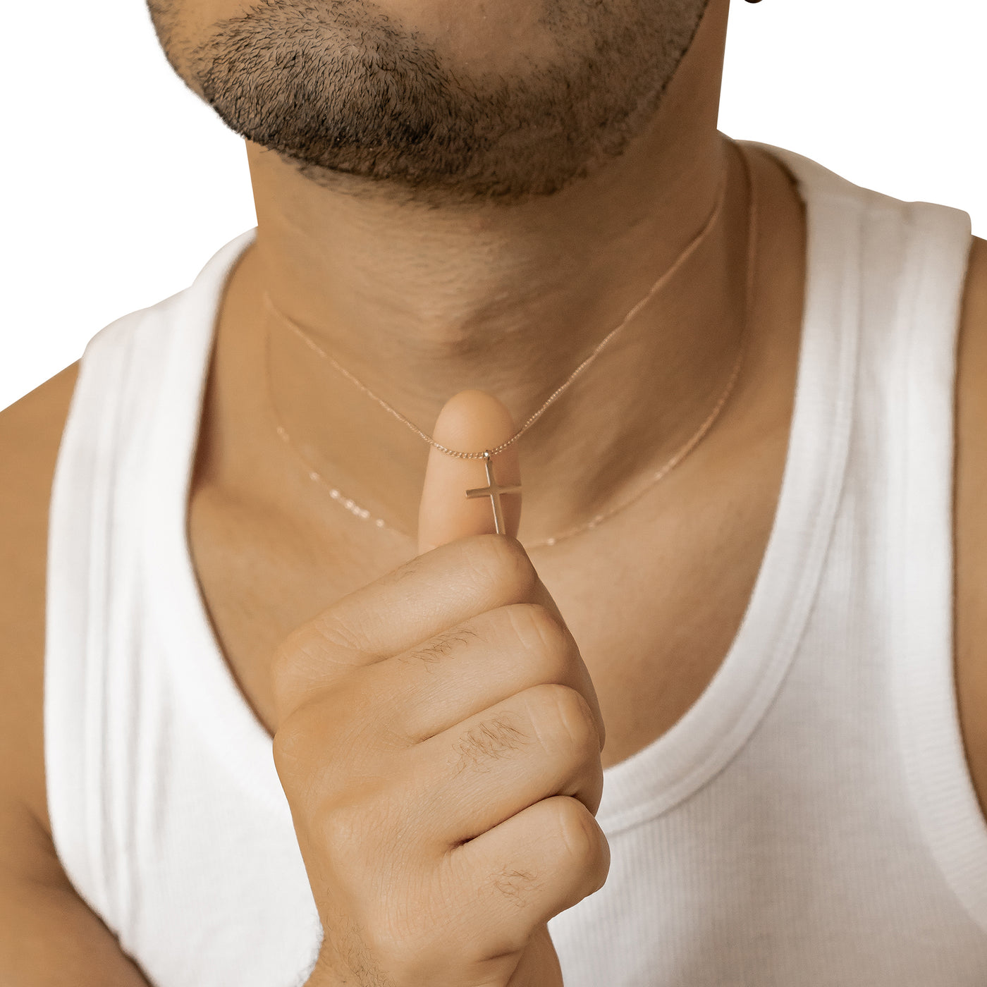 Herren Layered Halskette mit Kreuz
