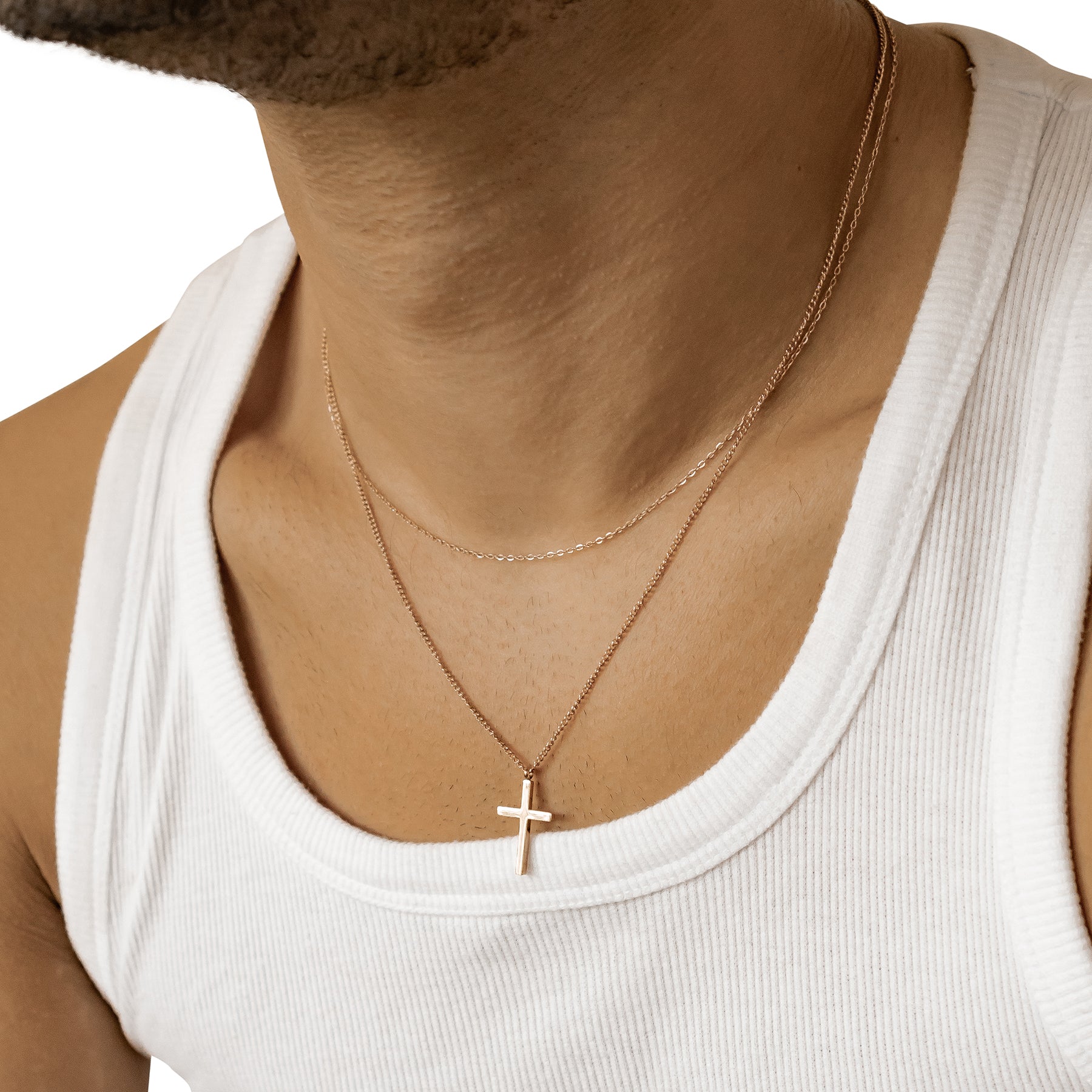 Men Layered Cross Necklace Waterproof