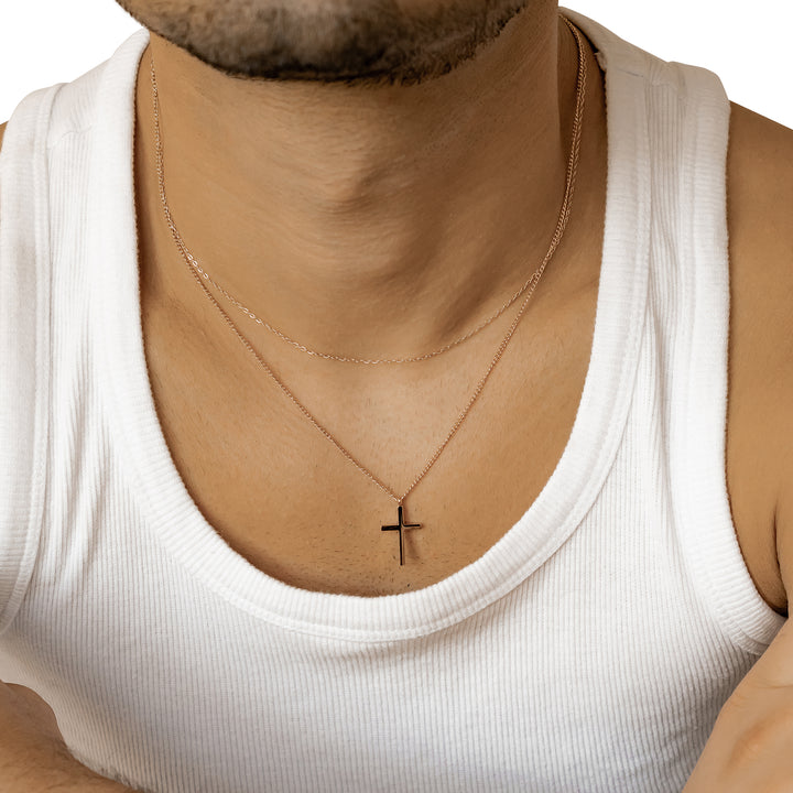 Men Layered Cross Necklace Waterproof