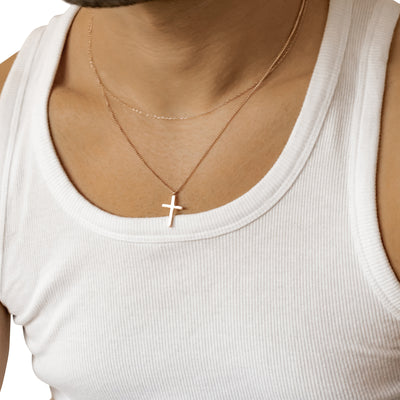 Herren Layered Halskette mit Kreuz