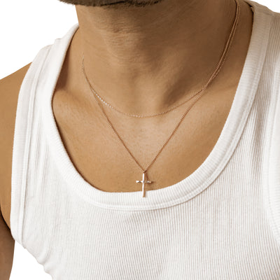 Herren Layered Halskette mit Kreuz