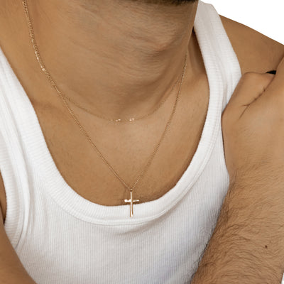 Herren Layered Halskette mit Kreuz