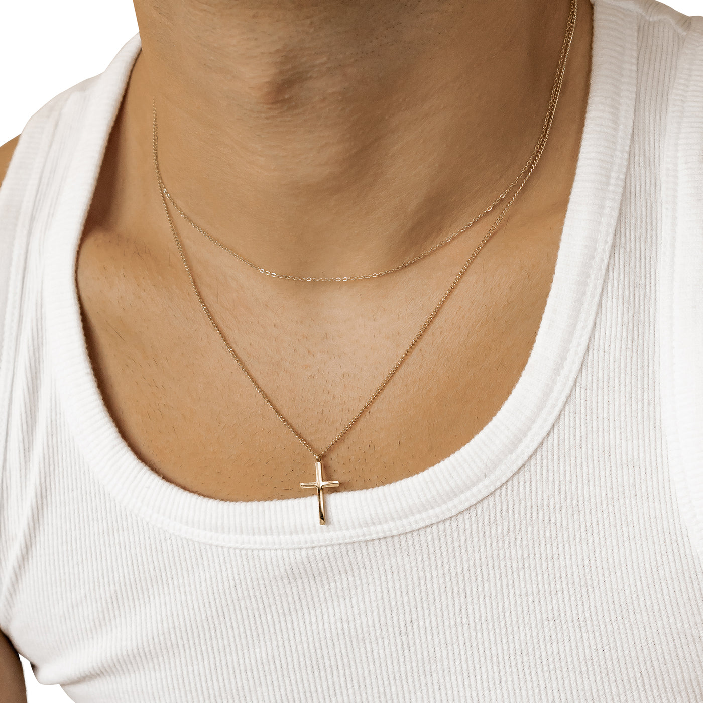 Herren Layered Halskette mit Kreuz