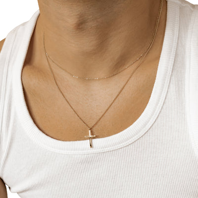Herren Layered Halskette mit Kreuz