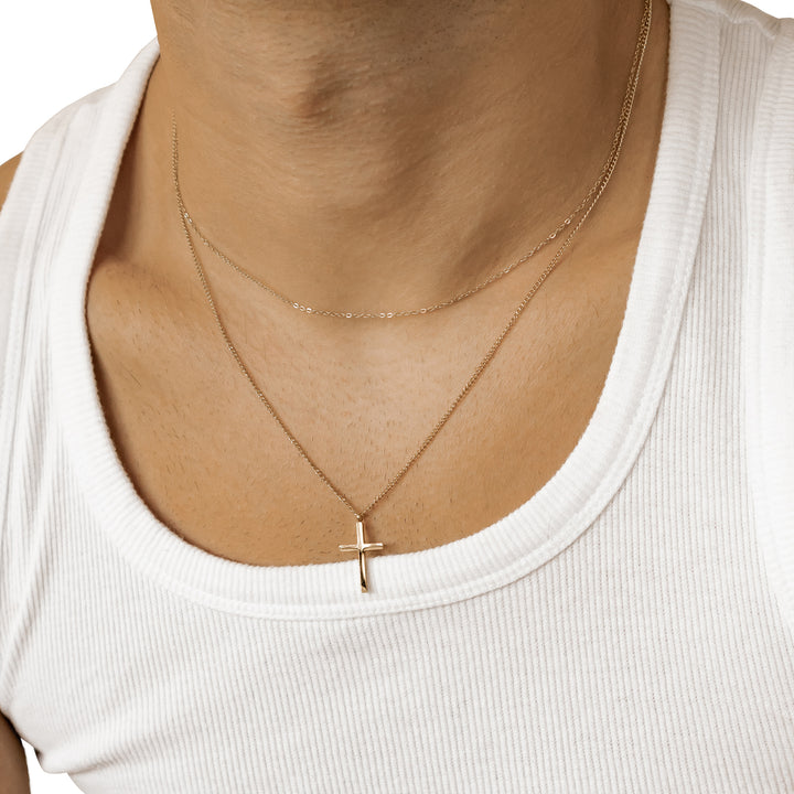 Men Layered Cross Necklace Waterproof