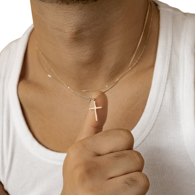 Herren Layered Halskette mit Kreuz
