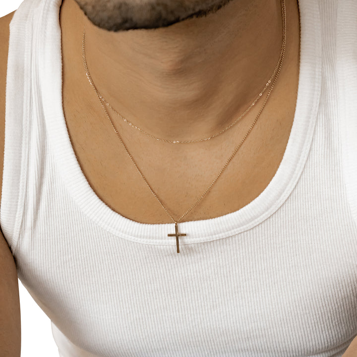 Men Layered Cross Necklace Waterproof