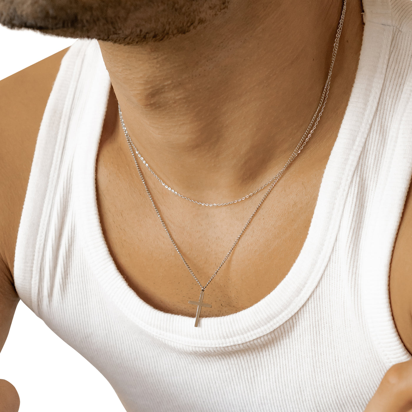 Herren Layered Halskette mit Kreuz