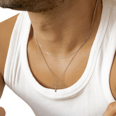 Herren Layered Halskette mit Kreuz