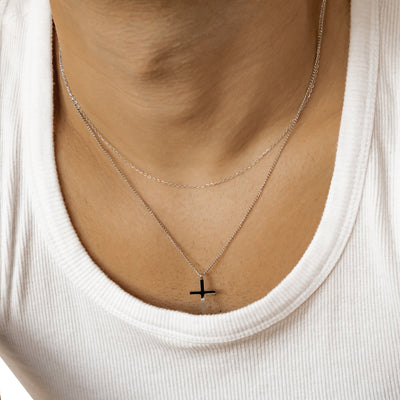 Herren Layered Halskette mit Kreuz