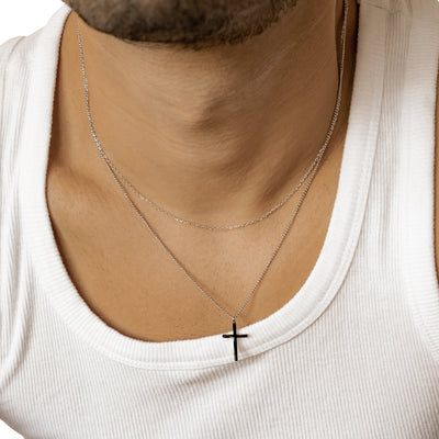 Herren Layered Halskette mit Kreuz