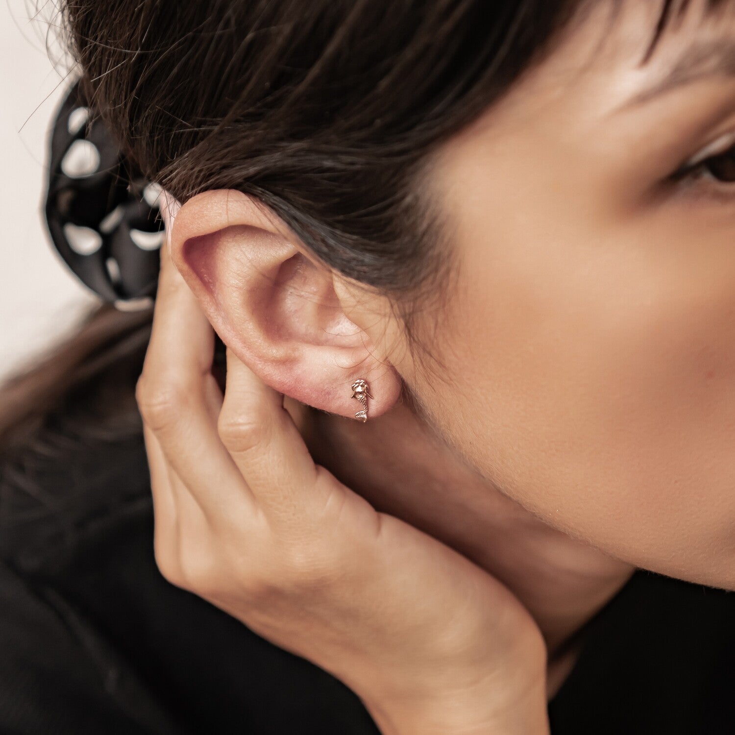 Boucles d’Oreilles Puces Sirène en Argent Sterling