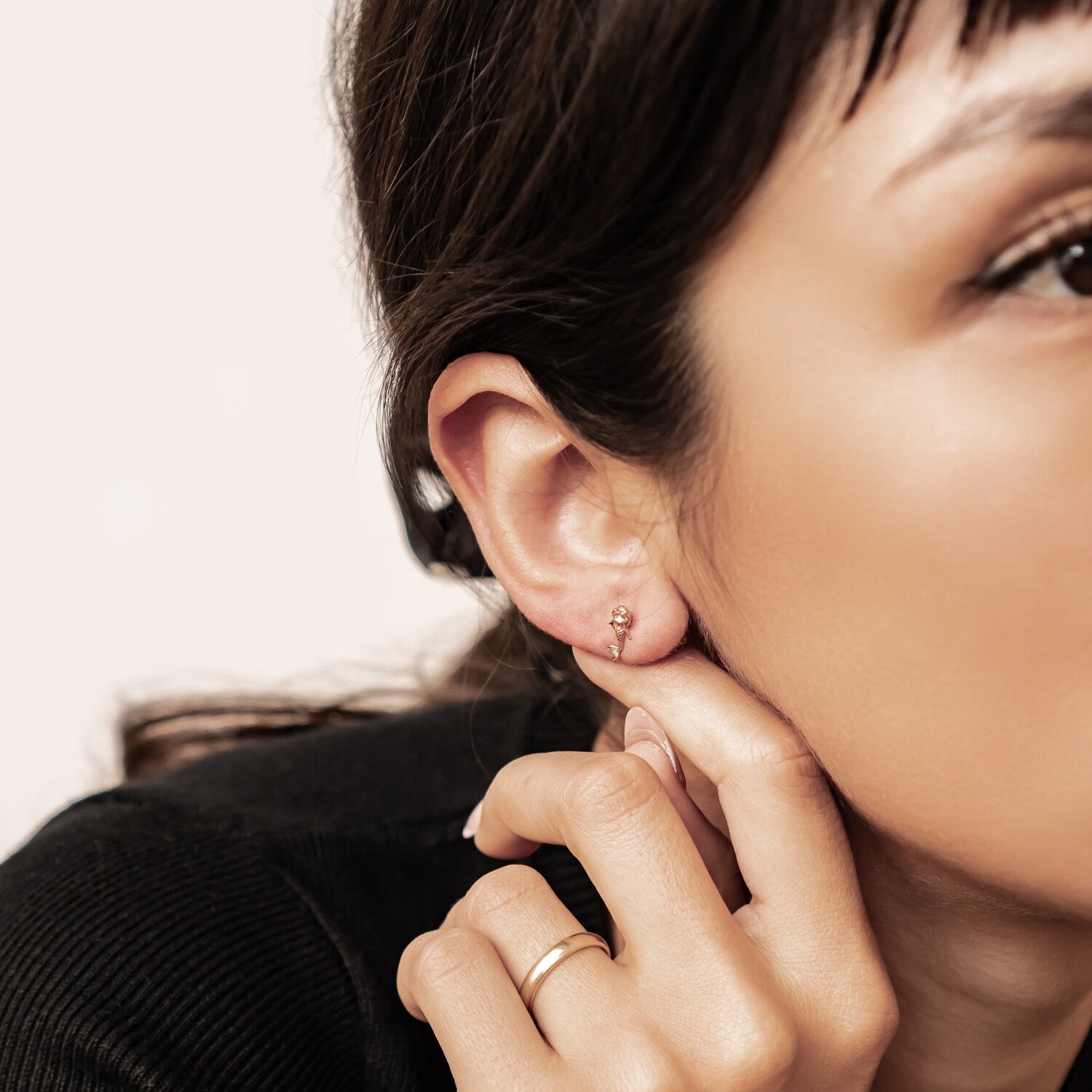 Boucles d’Oreilles Puces Sirène en Argent Sterling