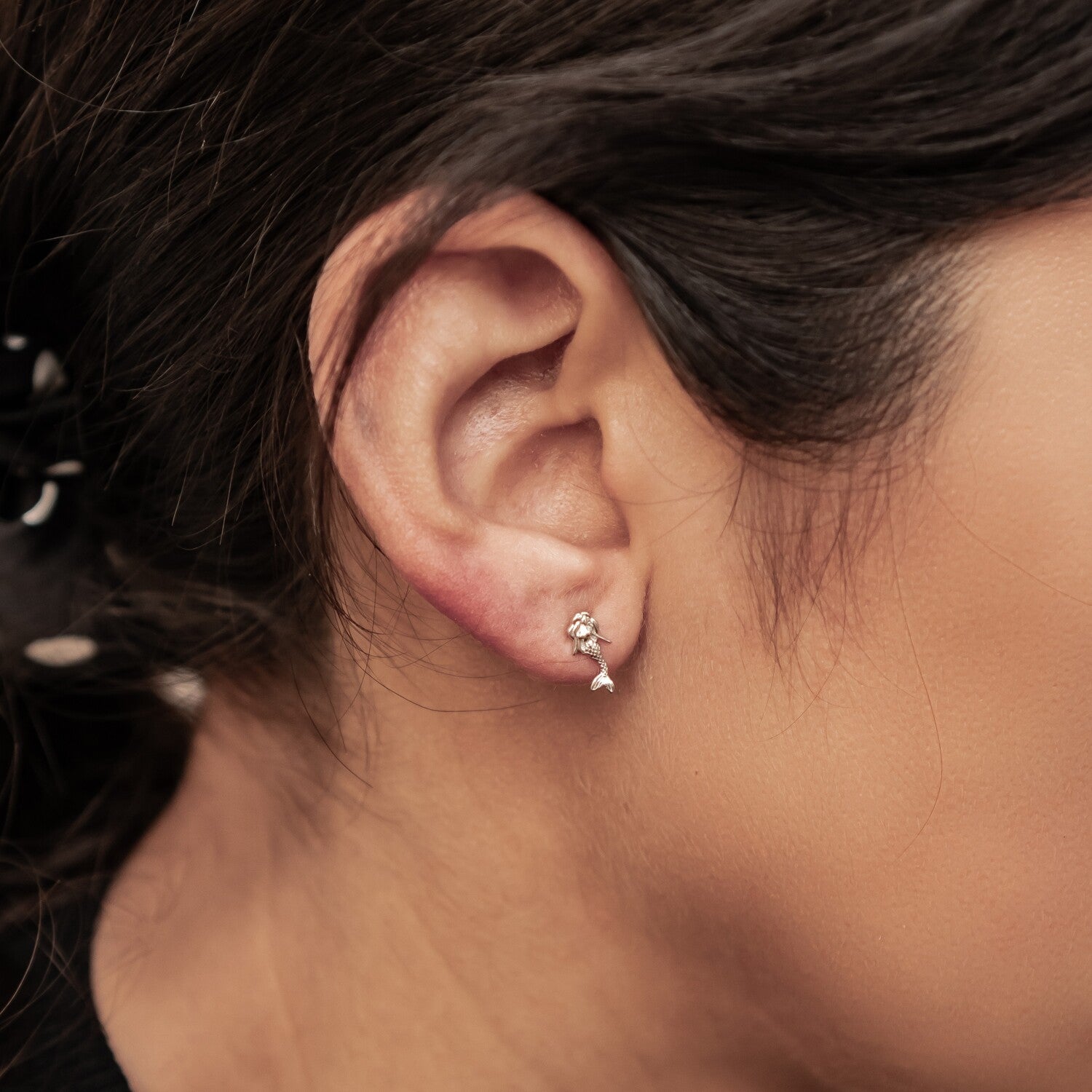 Boucles d’Oreilles Puces Sirène en Argent Sterling