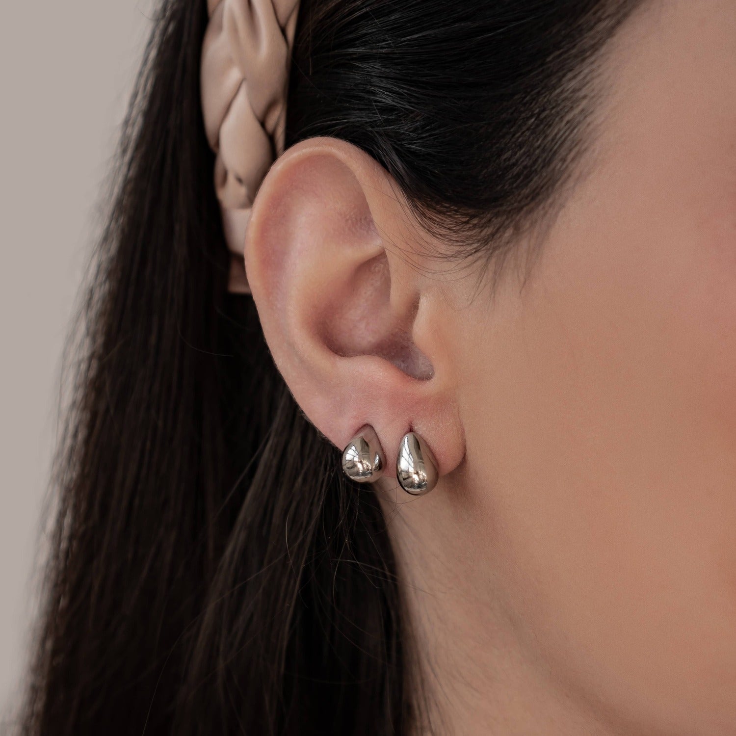 Mini Dome Hoop Earrings Stainless Steel