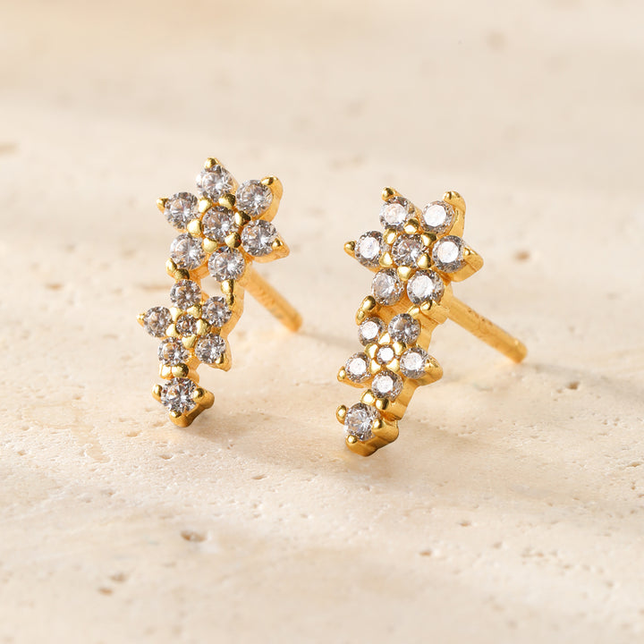 Boucles d’Oreilles Grimpantes Mini Fleurs Argent Sterling