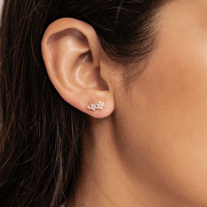 Boucles d’Oreilles Grimpantes Mini Fleurs Argent Sterling