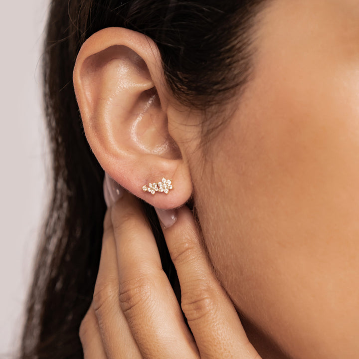Boucles d’Oreilles Grimpantes Mini Fleurs Argent Sterling