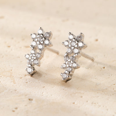 Pendientes Botón  Flor Trepadora Mini Plata de Ley 925