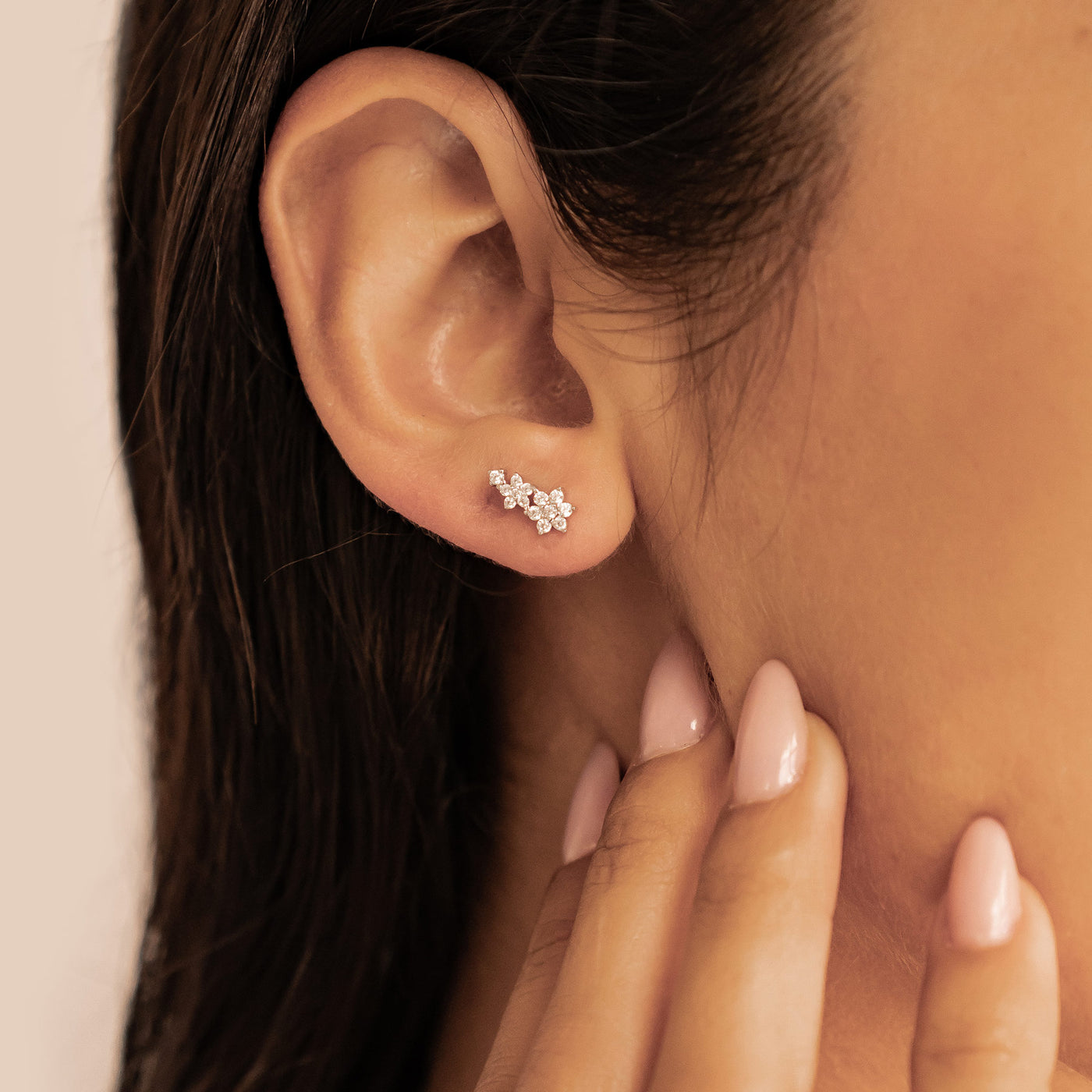 Pendientes Botón  Flor Trepadora Mini Plata de Ley 925