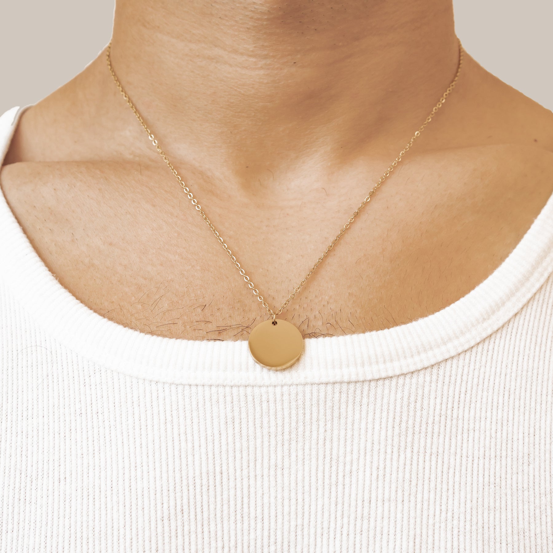 Minimalist Disc Pendant Necklace Waterproof