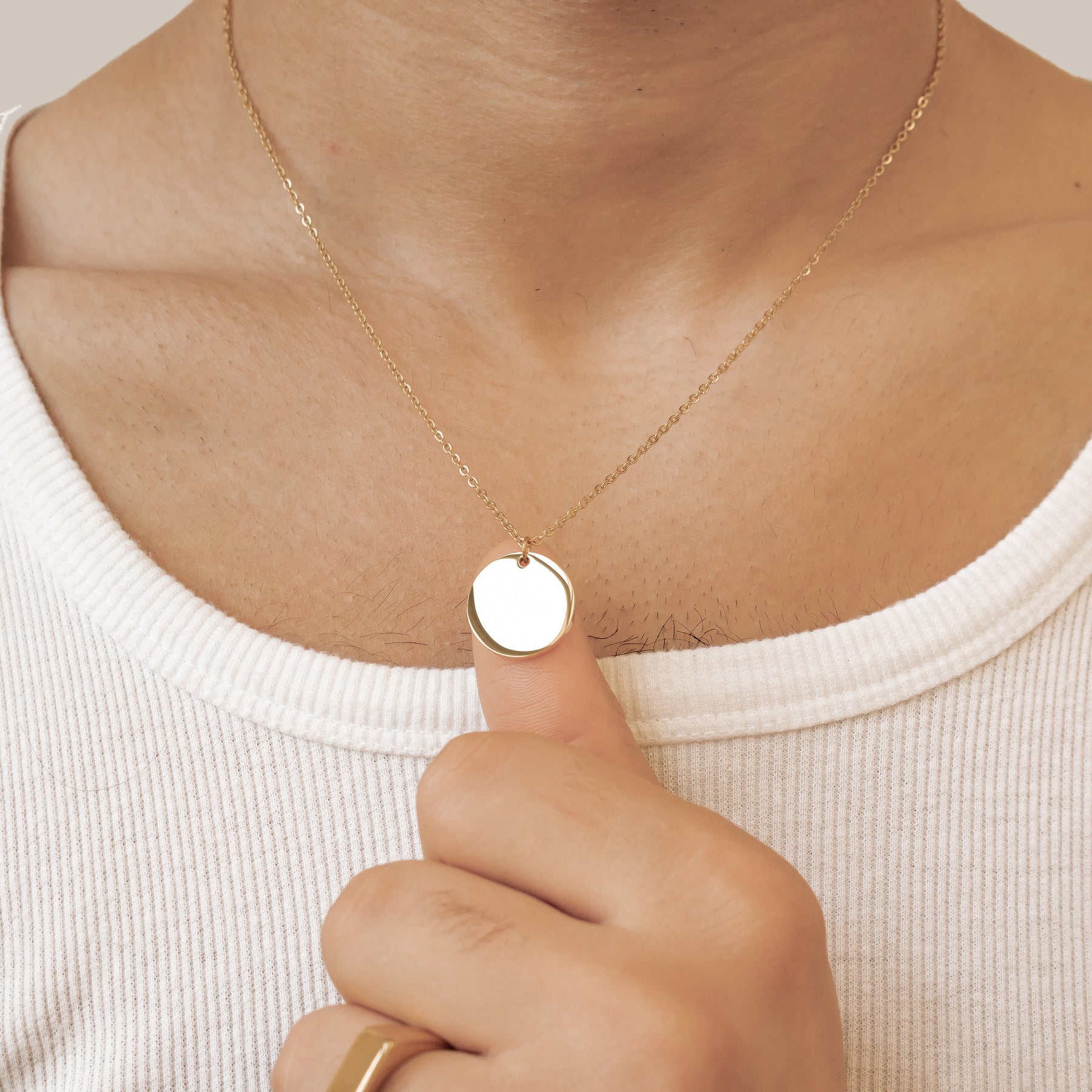 Minimalist Disc Pendant Necklace Waterproof