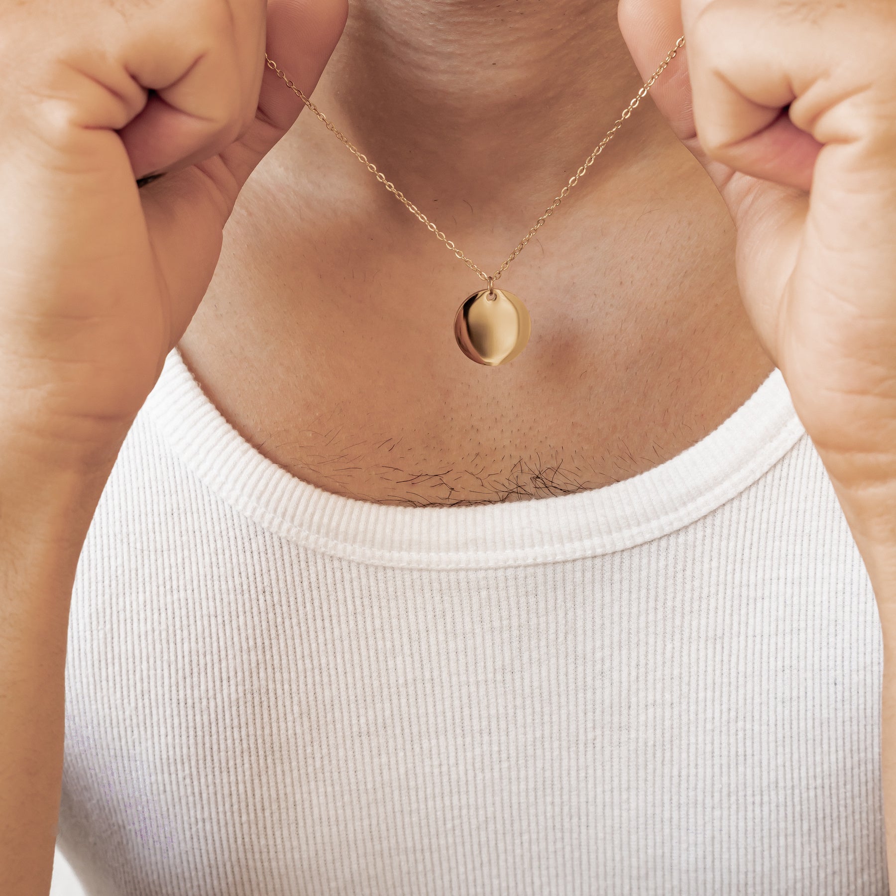 Minimalist Disc Pendant Necklace Waterproof