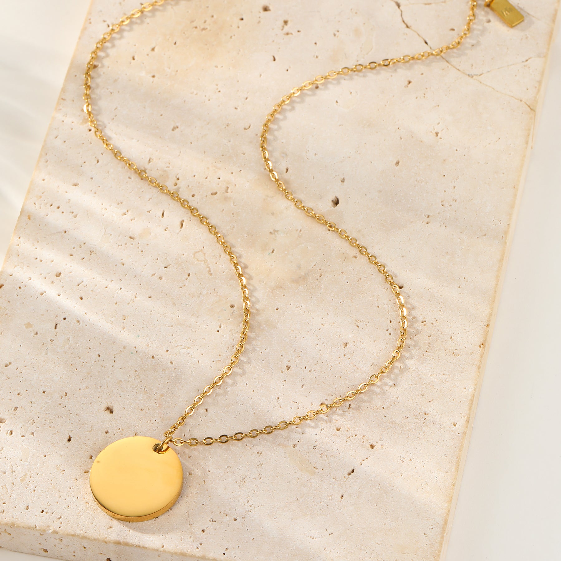 Minimalist Disc Pendant Necklace Waterproof