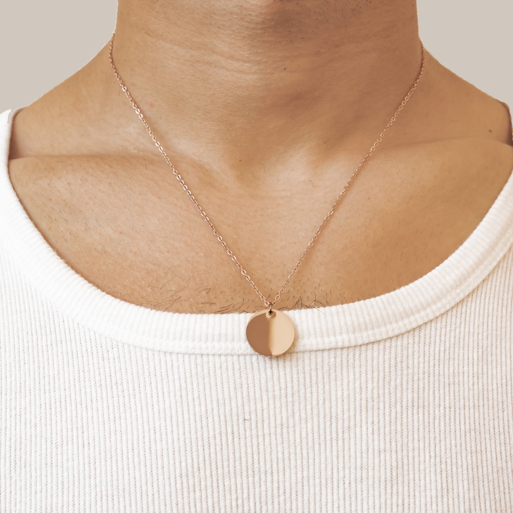 Minimalist Disc Pendant Necklace Waterproof
