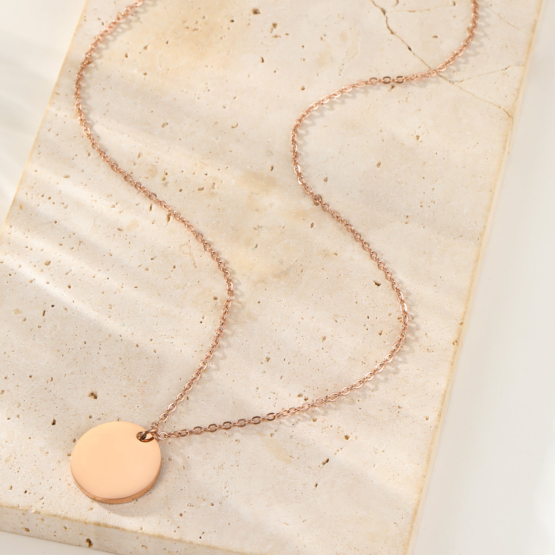 Minimalist Disc Pendant Necklace Waterproof